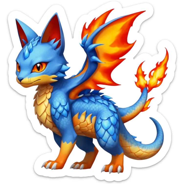 Gabite-Veemon-Digimon-Peppercat-Pokémon-Flamedramon-fusion-animal-hybrid-creature, Full body  sticker