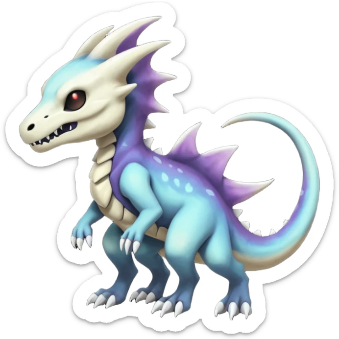 Nebulae Gothic Spooky Marowak-Salandit-Cubone-Duskull-Noibat-Fakémon-hybrid-creature (full body)  sticker