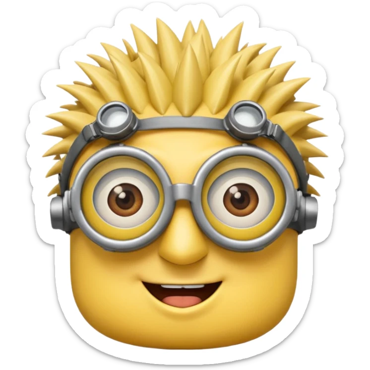 Minion emoji with a round head like normal emojis and a smurk like this emoji but a minion so basically that emoji with the goggles and the hair and not a funny head shape 😏 it should look like an actual minion not a human with African braids and a female minion  sticker