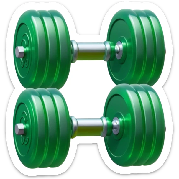 A simple emoji-style icon of a transparent green plastic gym dumbell logo, folder envelope, slightly open, with clean edges, soft shine, and subtle shading, conveying fitness organization and active lifestyle. sticker
