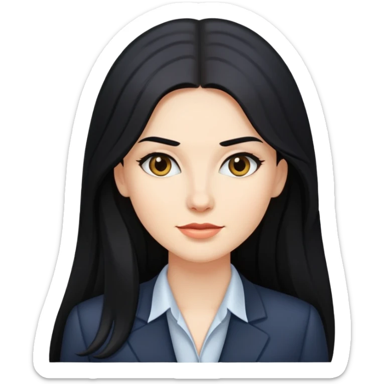 Business woman caucasian long black hair girl sticker