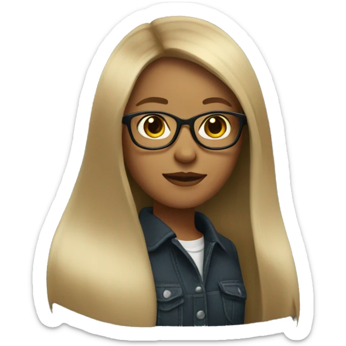 Girl with long, straight, dark blonde hair with glasses sticker