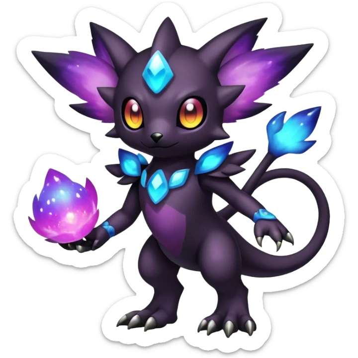Cute cool colorful dark nebula fantasy-Fakemon-Digimon-animal-hybrid full body sticker