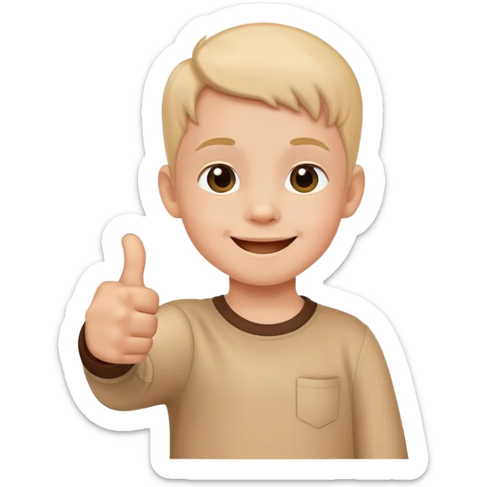 child giving a thumbs up after eating all their food, cheerful and cute sticker