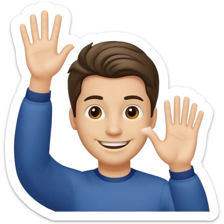 generate a emoji of man saying hii with normal skintone with some nice hair style sticker