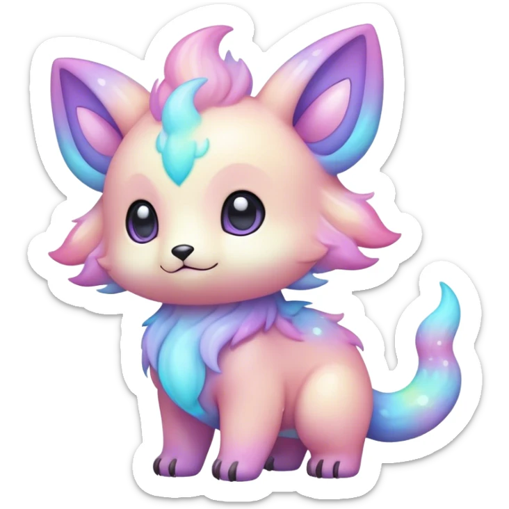 Cute adorable kawaii colorful pastel nebula fantasy animal hybrid Fakemon full body sticker