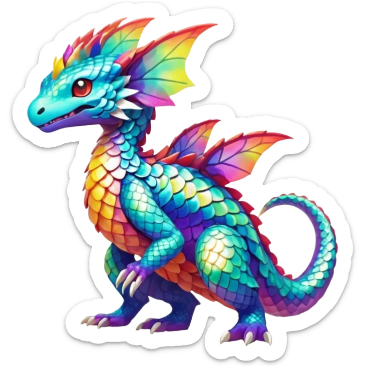 Elemental Exotic Colorful Fantasy Pokémon-Fakémon-hybrid-creature (full body) sticker