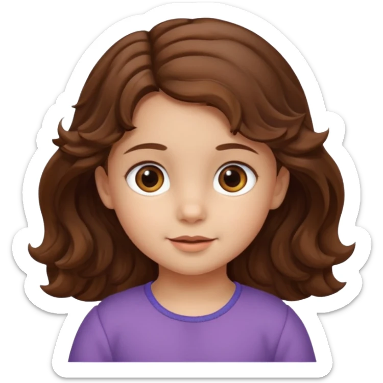 3yr old girl wavy/cyrly brown hair brown eyes sticker