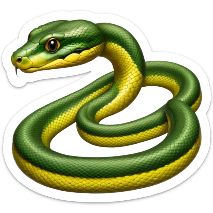 A photo-realistic digital illustration of a Green Anaconda, chest upward, with a broad, flat head, muscular body, and high-set eyes. Its olive-green body is covered with symmetrical, bold black oval spots, and its smooth, glossy scales highlight its large, powerful build. sticker