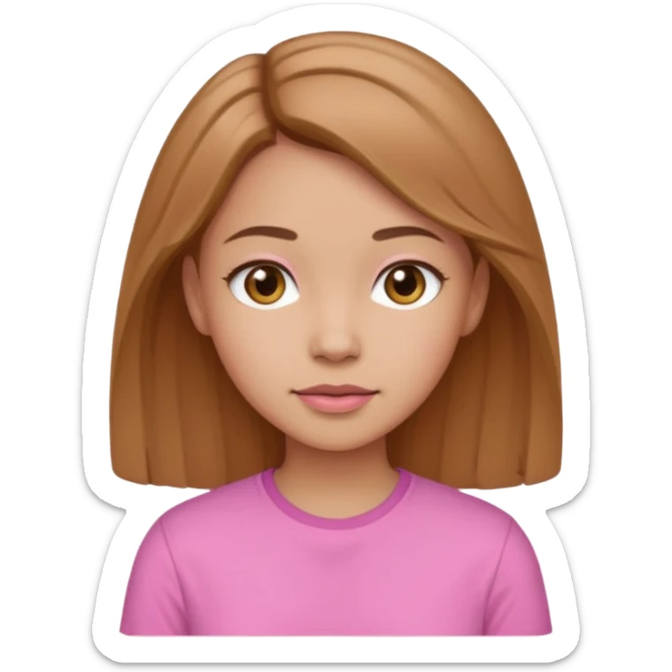 Chica no muy morena con cabello castaño claro con camisa rosadita sticker