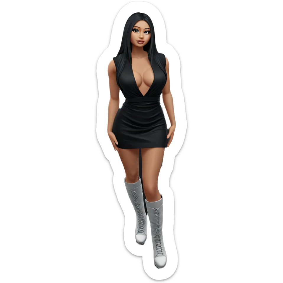 mysterious girl in black dress sticker
