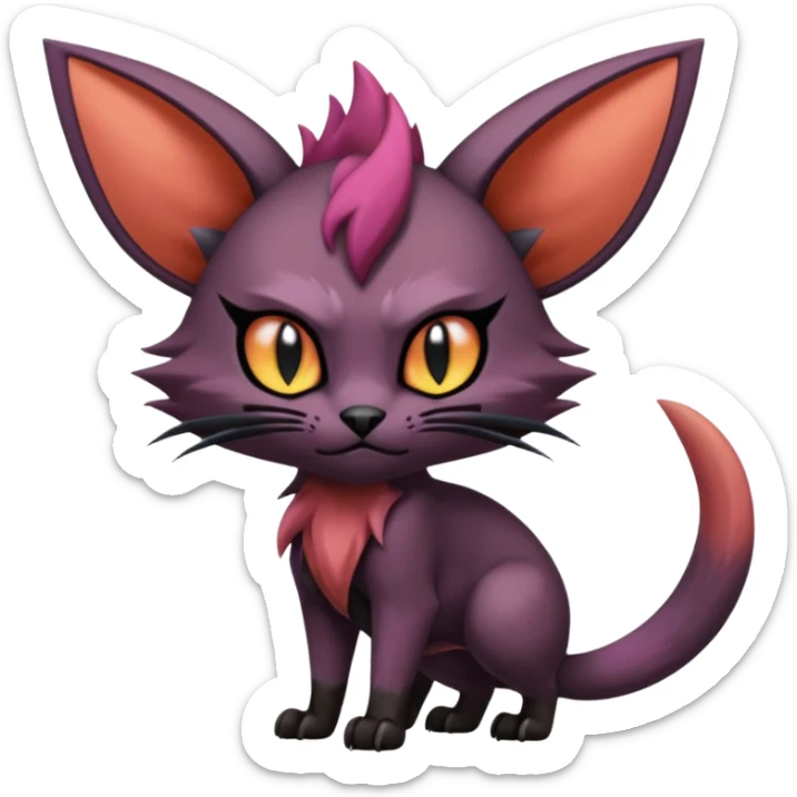 Realistic dark edgy dull pointy edgy Noivern-Noibat-Purloin-Torracat-Lykoi-Caracal-cat-Fakemon-fusion-hybrid-creature sticker