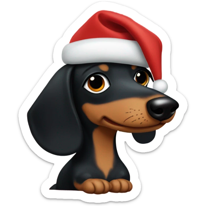 Christmas dachshund with Black hair girl sticker