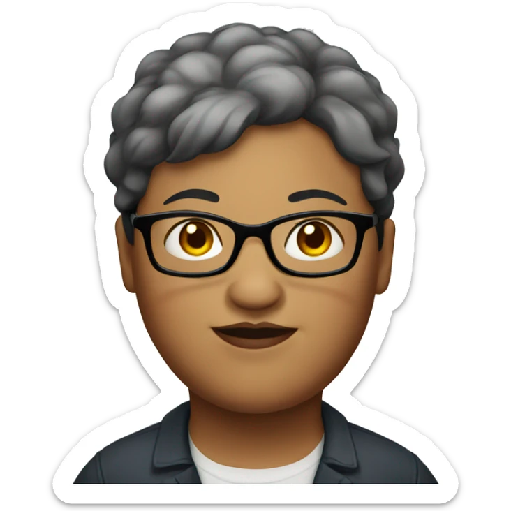 fat woman with short dark red hair and glasses sticker