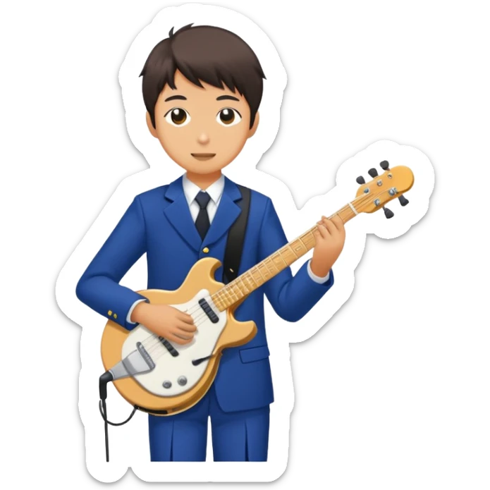 Japanese high school boy performing in a band at school cultural festival sticker