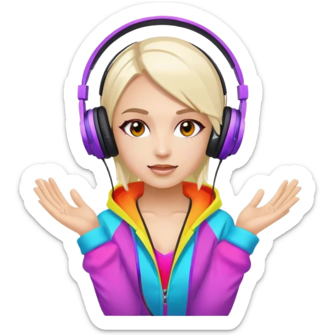 Russian rave artist with headphones and colorful outfit performing sticker