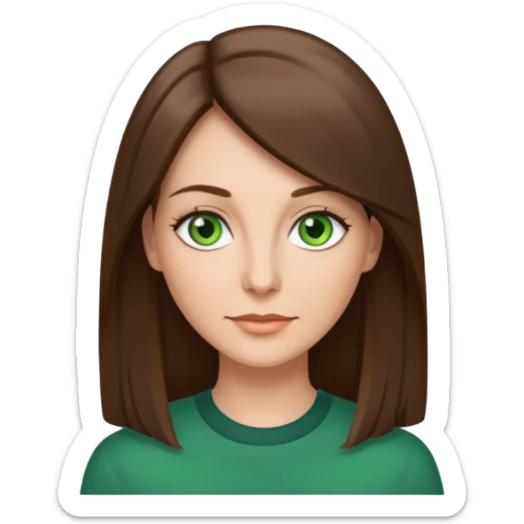 pretty woman in her 40s with green eyes and long straight ash-brown hair  sticker