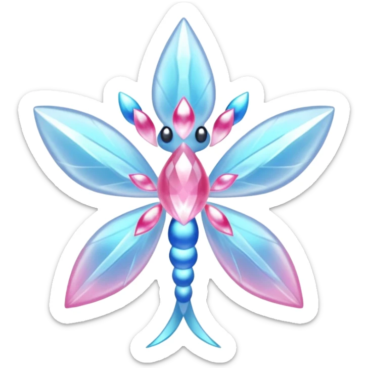 Shiny luminescent translucent diaphanous Diancie-Palkia-Amaura-Aurorus-Salamence-aesthetic-fusion sticker