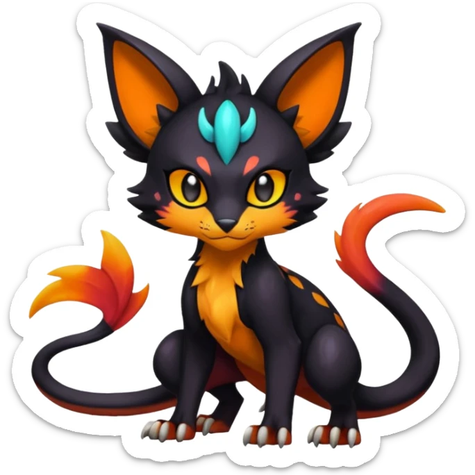Spooky Colorful Glossy Shiny Liepard-Noivern-Litten-Sprigatito-Pokémon-fusion-creature (full body) sticker