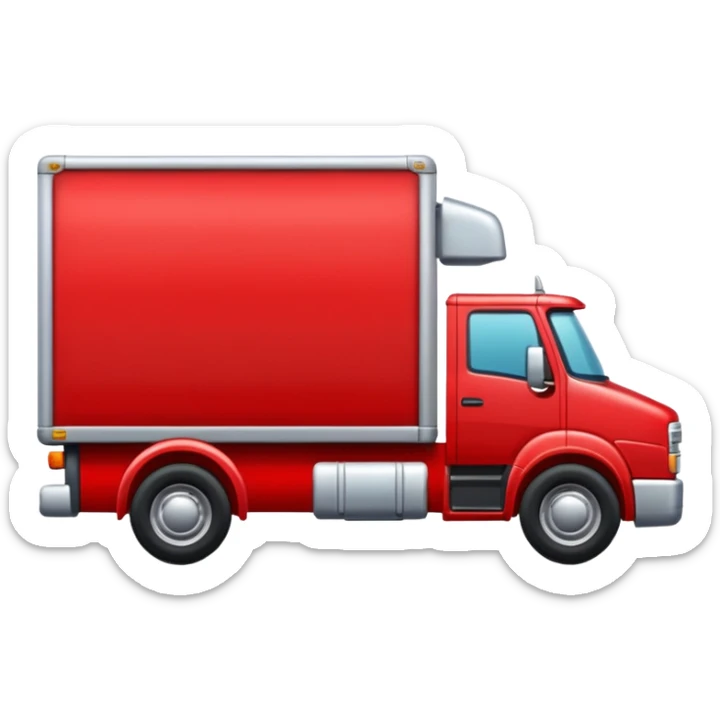 A new red truck with a "TIR" plate turned to the right, without another logo sticker