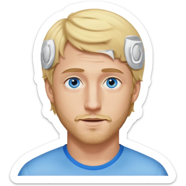 Genmoji style portrait of Logan Paul, blonde hair, blue eyes, short beard sticker