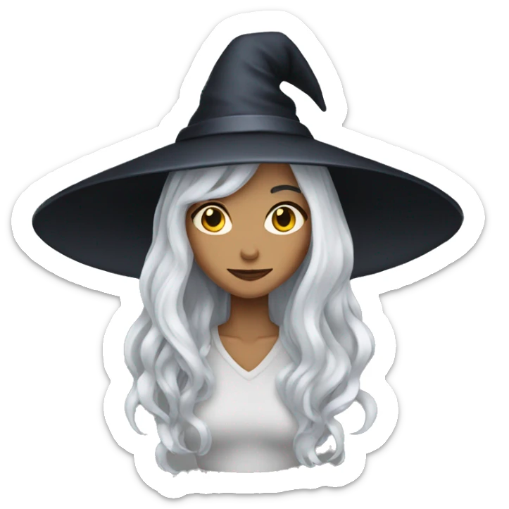 white hair witch sticker