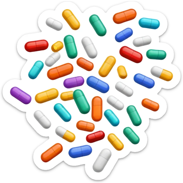 Medicine pills and capsules floating or flying in the air sticker