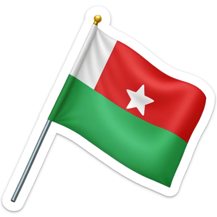 Create an emoji flag that contains contains contains top green midle white have black star the below color is red

 sticker