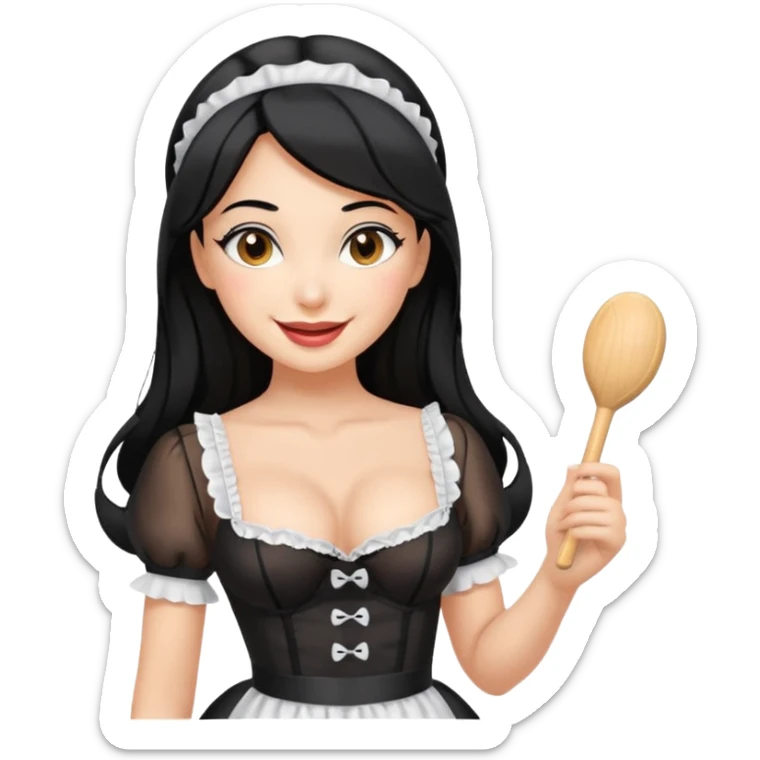 Sexy Latina maid showing off her fat ass and body in some sexy maid lingerie give her black hair and a sex toy in her hand  sticker