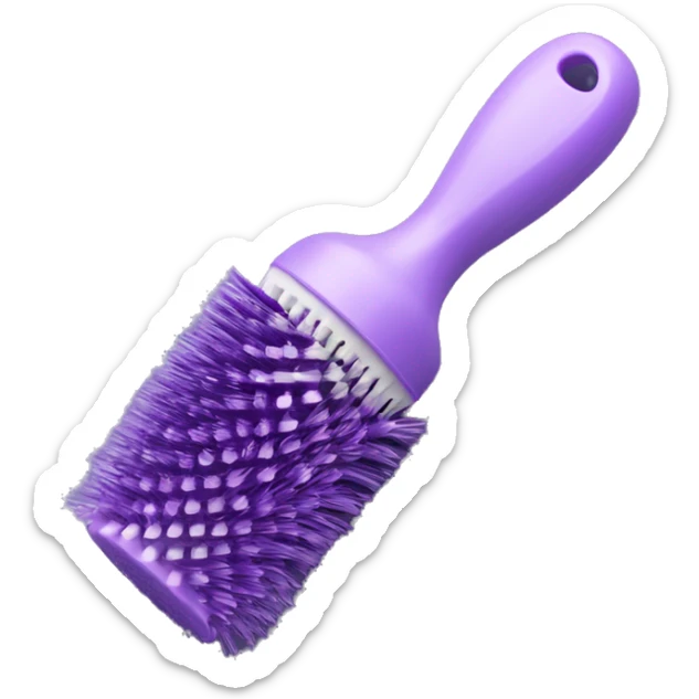 Lilac detangler plastic brush all lilac purple with gaps  in and round at the top with a large loop handle so it’s easy to hang  sticker