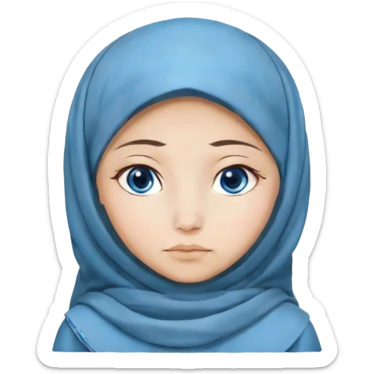 Turkish beautiful finish Konya girl blue eyes with hijab and islamic dress and Sleepy Face sticker