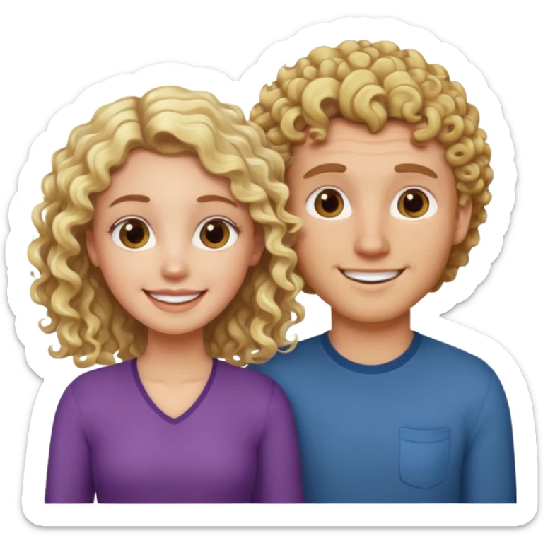 White men with brown hair and white brown girl with blonde curly hair sticker