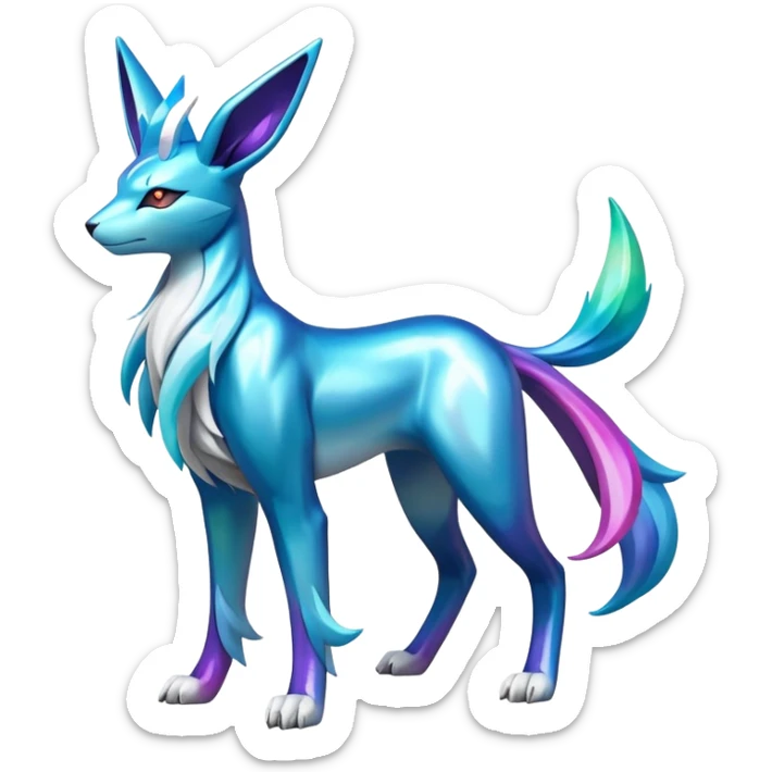 Shiny Colorful Iridescent Cobalion-Suicune-Glaceon-fakemon (full body) sticker