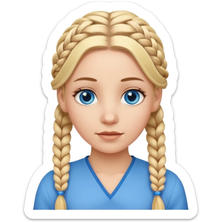 white girl with blonde braids all over her hair  sticker
