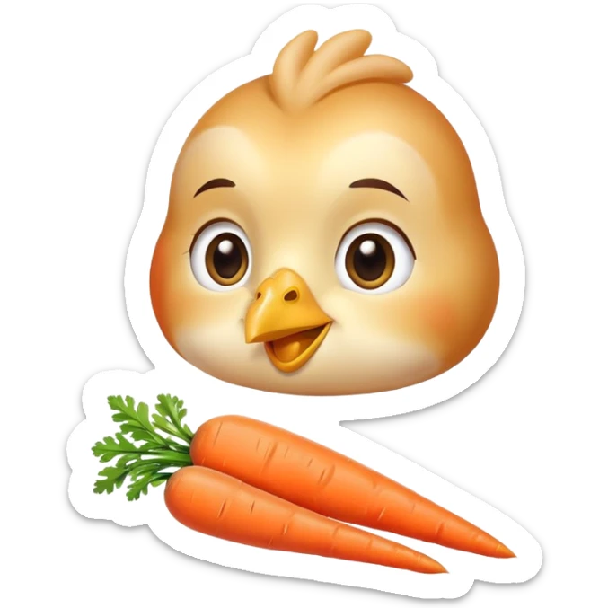 Chicken and carrots emitting a gentle golden glow that flows toward a healthy eye and smooth skin. The foods represent vitamin A sources while the eye and skin show the benefits of this nutrient, with a soft, non-creepy design. sticker