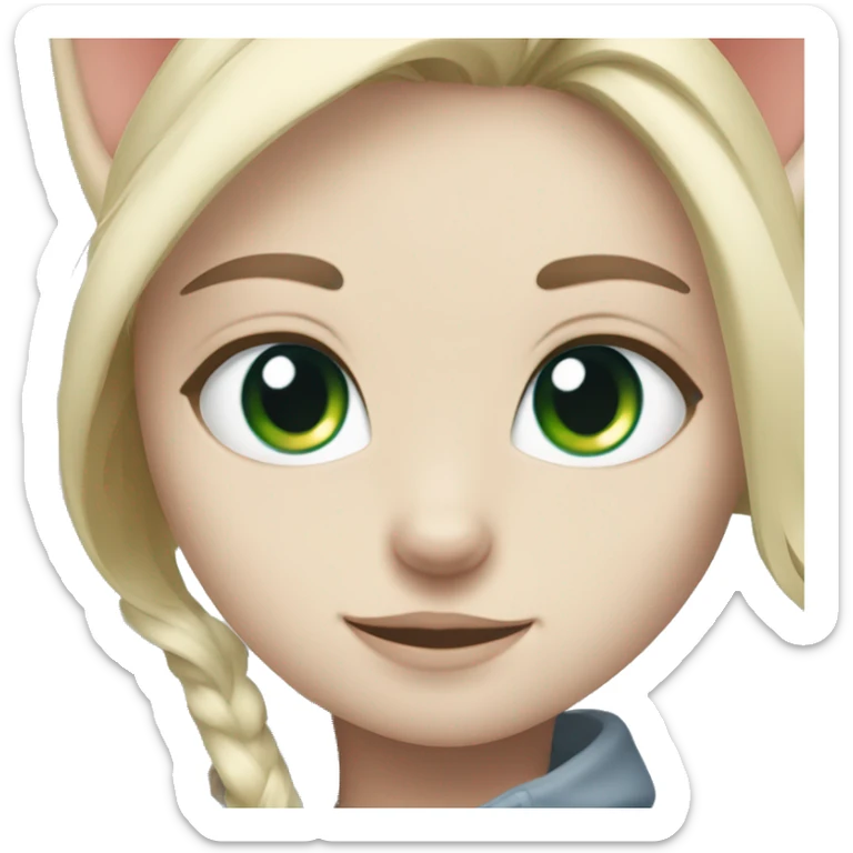 blue eyes grey kitten and green eyes blonde girl are friends sticker