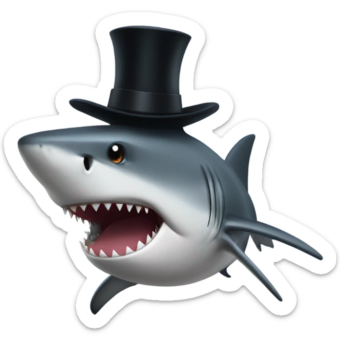 Shark with a top hat sticker