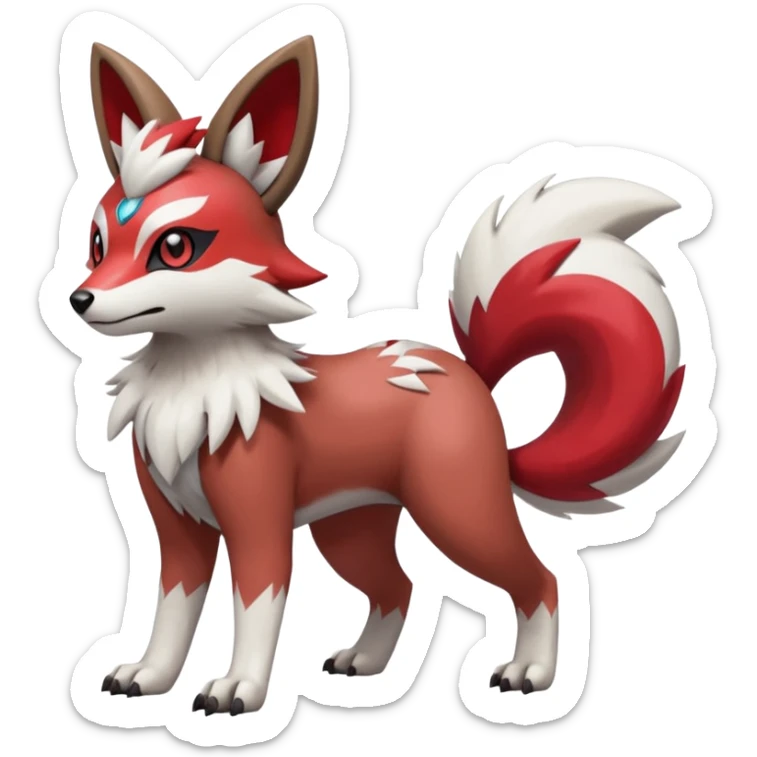 Meloetta-Rocruff-Furret-Obstagoon-Lycanroc-Zangoose-Pokémon-Fakémon-fusion-hybrid-creature sticker