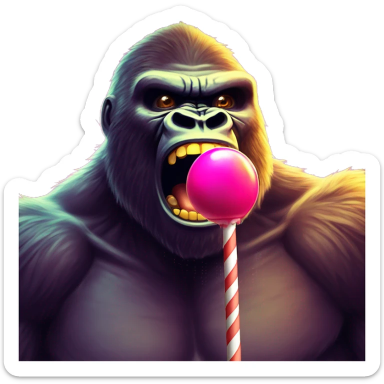 king kong lollypop in mouth at a rave with lazer lights flashing sticker