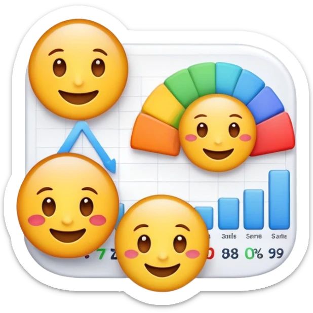 fun, colorful CRM product emoji with smiling faces and charts sticker