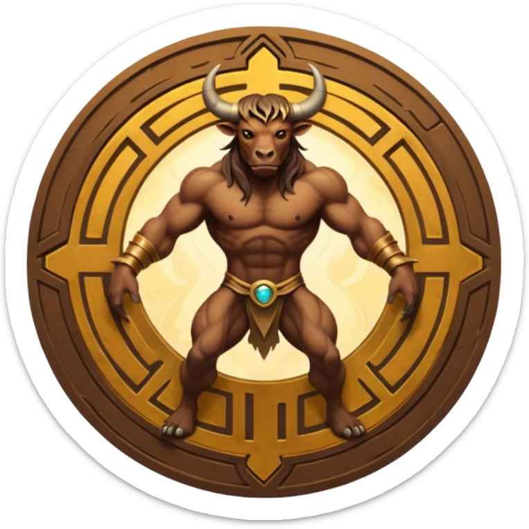 solarpunk style, oil paint - skinny The Minotaur lurks in the middle of the labyrinth sticker