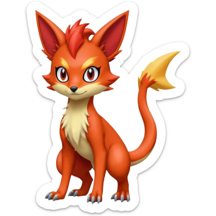 Torracat-Amaura-Salandit-Fennekin-Fakémon-Digimon-fusion (full body) sticker