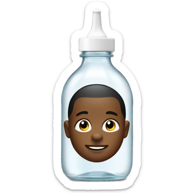 baby oil bottle with black young man as front logo in the middle sticker