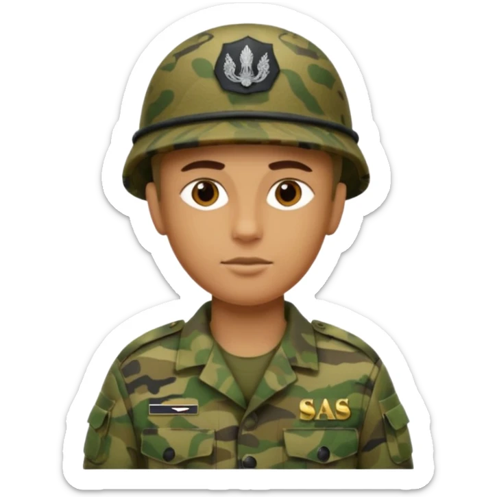 S.A.S mit salotiertem Soldaten in Tarnfarbe und den SAS Buchstaben auf der Mütze sticker