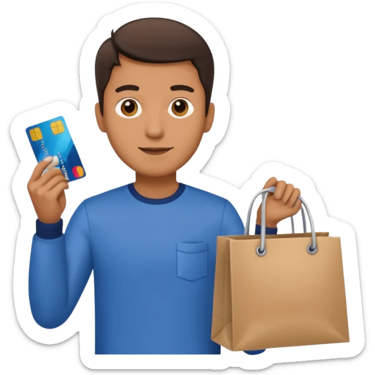 emoji of a man with a credit card and a shopping bag sticker