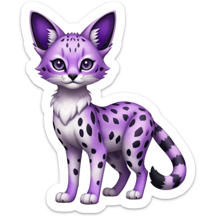 Kawaii Cute Edgy Black Purple White ethereal eldritch Serval-Fionbri-Vernid full body sticker