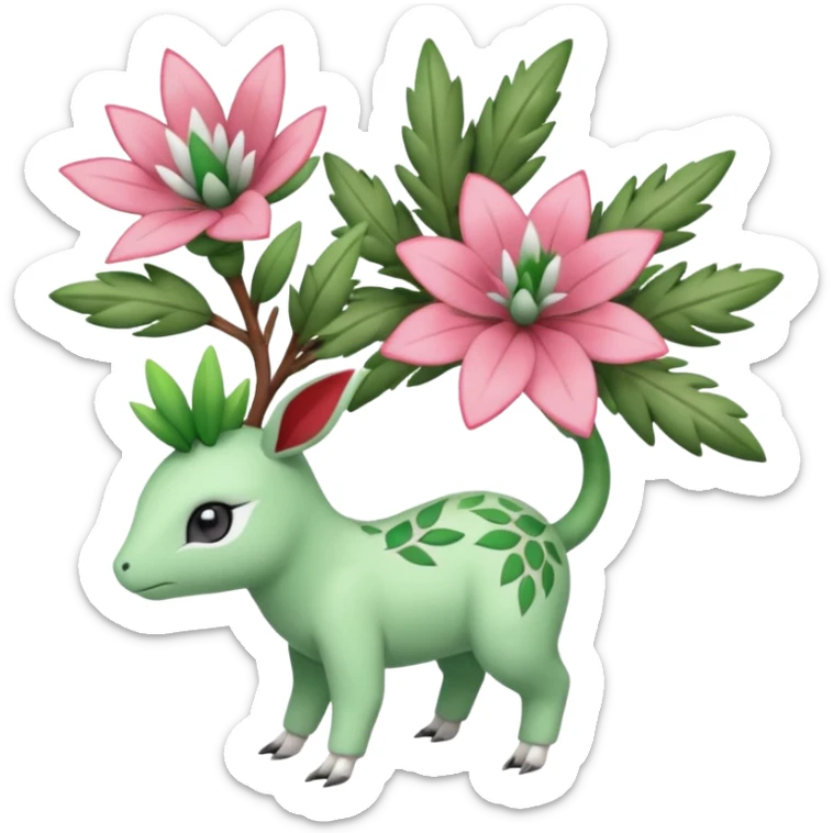 Rosy pastel Rosemary-Meganium-Shaymin-Ivysaur-Meloetta-Pokémon-fusion, full body sticker