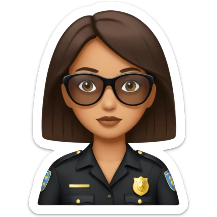 woman police wearing black dress with sun glasses sticker