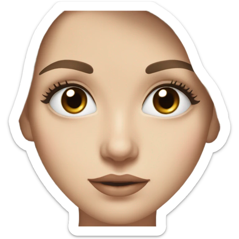 Pale white pretty girl with dark brown hair and brown eyes with long eyelashes and pretty lips sticker