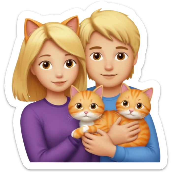blond-hair-girl-and-blond-hair-man-and-orange-cat sticker